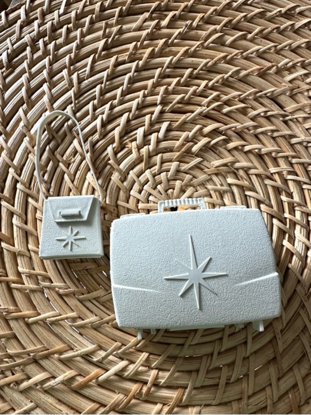Vintage Barbie Starburst Suitcase and Purse Luggage White